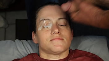 Dirty dees getting her eyes glued shut with a double blasting