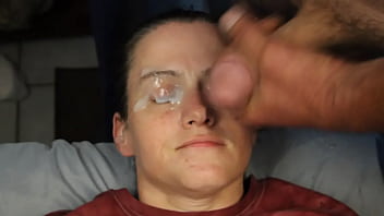 Dirty dees getting her eyes glued shut with a double blasting