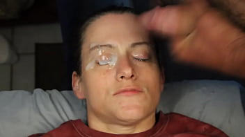 Dirty dees getting her eyes glued shut with a double blasting