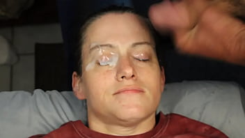 Dirty dees getting her eyes glued shut with a double blasting