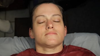 Dirty dees getting her eyes glued shut with a double blasting