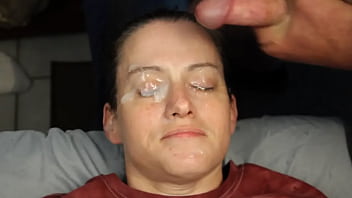 Dirty dees getting her eyes glued shut with a double blasting