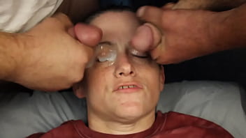 Dirty dees getting her eyes glued shut with a double blasting