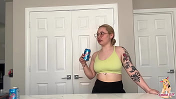 Two friends eat and belch