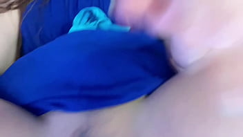 Dildo play through pantyhose close up