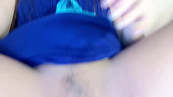 Dildo play through pantyhose close up