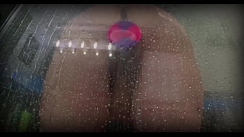 Spied on my chubby roomate trying her new toy in the shower almost dropped my phone trying to not get caught