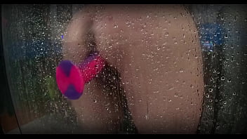 Spied on my chubby roomate trying her new toy in the shower almost dropped my phone trying to not get caught