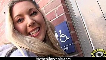 Ebony at the gloryhole jizzed on 7