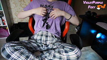 Virgin plays with her nipples to orgasm when she is home alone