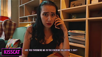 Step mother at valentine's day shares room stepson and gets unexpected cum in pussy and mouth