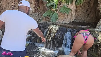 Behind the scenes waterfall photo shoot