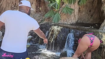 Behind the scenes waterfall photo shoot