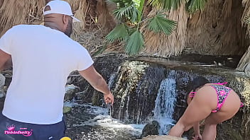 Behind the scenes waterfall photo shoot