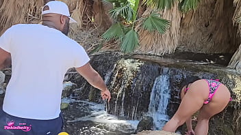 Behind the scenes waterfall photo shoot