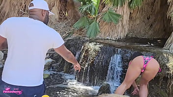 Behind the scenes waterfall photo shoot