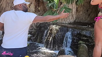 Behind the scenes waterfall photo shoot