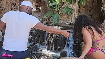 Behind the scenes waterfall photo shoot