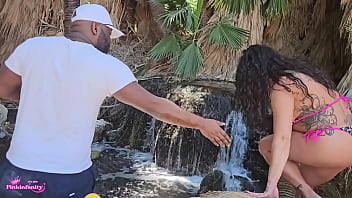 Behind the scenes waterfall photo shoot