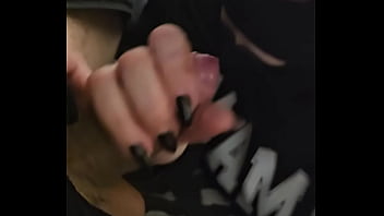 Goth slut sucks and swallows cum sensual upclose blowjob