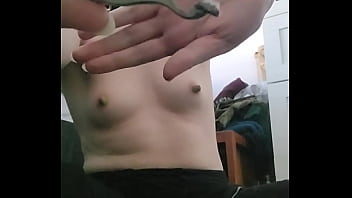 Private moments submissive nipple pain play masturbation