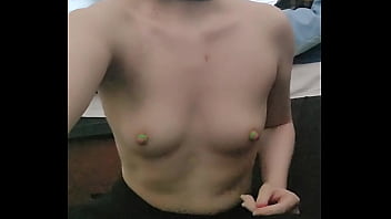 Private moments submissive nipple pain play masturbation