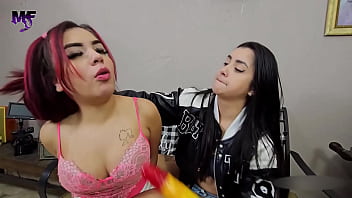 Deep throat with hand and dildo rough slave's training