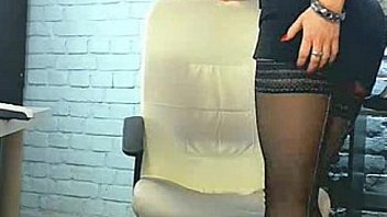 Blonde black pantyhose on webcam