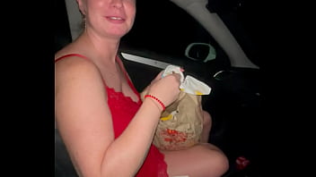 Step brother buy for her mc but before to eat she make great blowjob and finish in her mouth full mouth of sperm