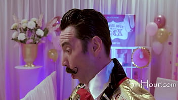 Bride and groom's stepmom play with the same cock