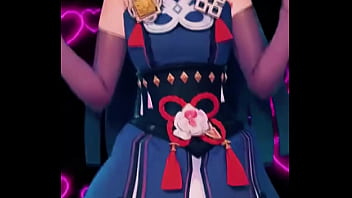 Qiqi sways to the beat with an unexpectedly charming dance her talismans glowing as if carrying a secret spell the little zombie’s moves are sweeter than you imagin