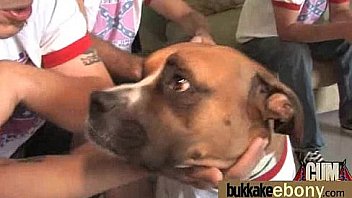 Ebony babe sucks too many white cocks 2