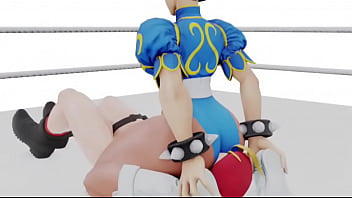 Street fighter chunli sits on cammy's face