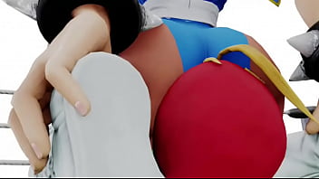 Street fighter chunli sits on cammy's face