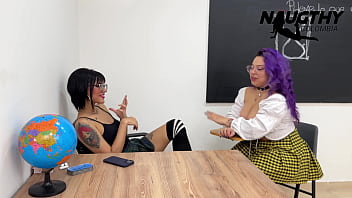 Beautiful classmates have sex before starting class