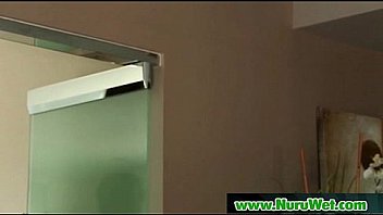 Nuru slippery gel on sexy horny client and relaxing massage 11