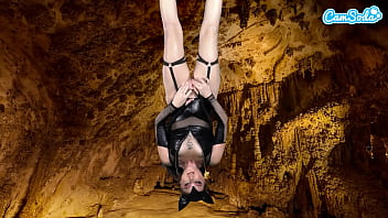 Bat girl plays with her pussy