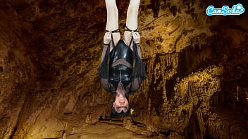 Bat girl plays with her pussy