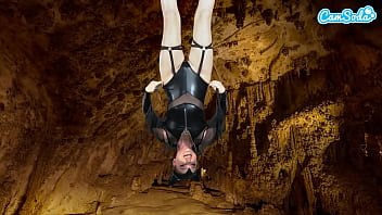 Bat girl plays with her pussy