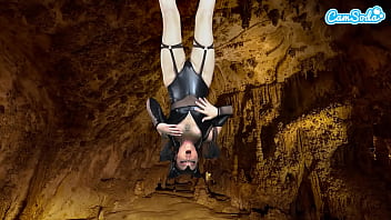 Bat girl plays with her pussy