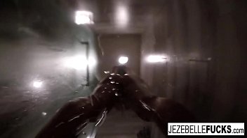 Hot brunette gets wet