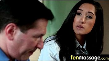 Massage girl sucks the tip for a tip 9