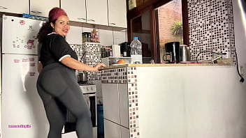 Gassy ebony farting and burping in skirt and leggings