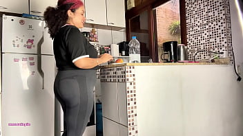 Gassy ebony farting and burping in skirt and leggings