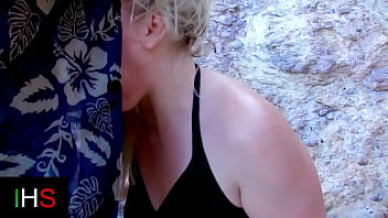 Brunette girl and blonde girl fucked at the seaside by a hot male