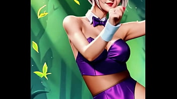 Riven trades her broken blade for a daring bunny outfit purple silk glowing under the forest light the exile has never looked so dangerous