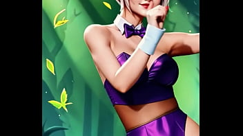Riven trades her broken blade for a daring bunny outfit purple silk glowing under the forest light the exile has never looked so dangerous