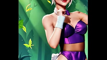 Riven trades her broken blade for a daring bunny outfit purple silk glowing under the forest light the exile has never looked so dangerous Riven trades her broken blade for a daring bunny outfit purple silk glowing under the forest light the exile has never looked so dangerous