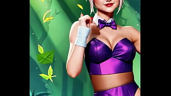 Riven trades her broken blade for a daring bunny outfit purple silk glowing under the forest light the exile has never looked so dangerous Riven trades her broken blade for a daring bunny outfit purple silk glowing under the forest light the exile has never looked so dangerous