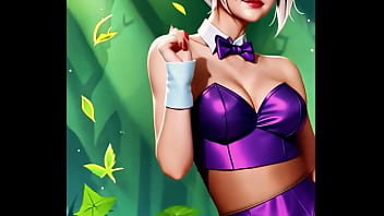 Riven trades her broken blade for a daring bunny outfit purple silk glowing under the forest light the exile has never looked so dangerous